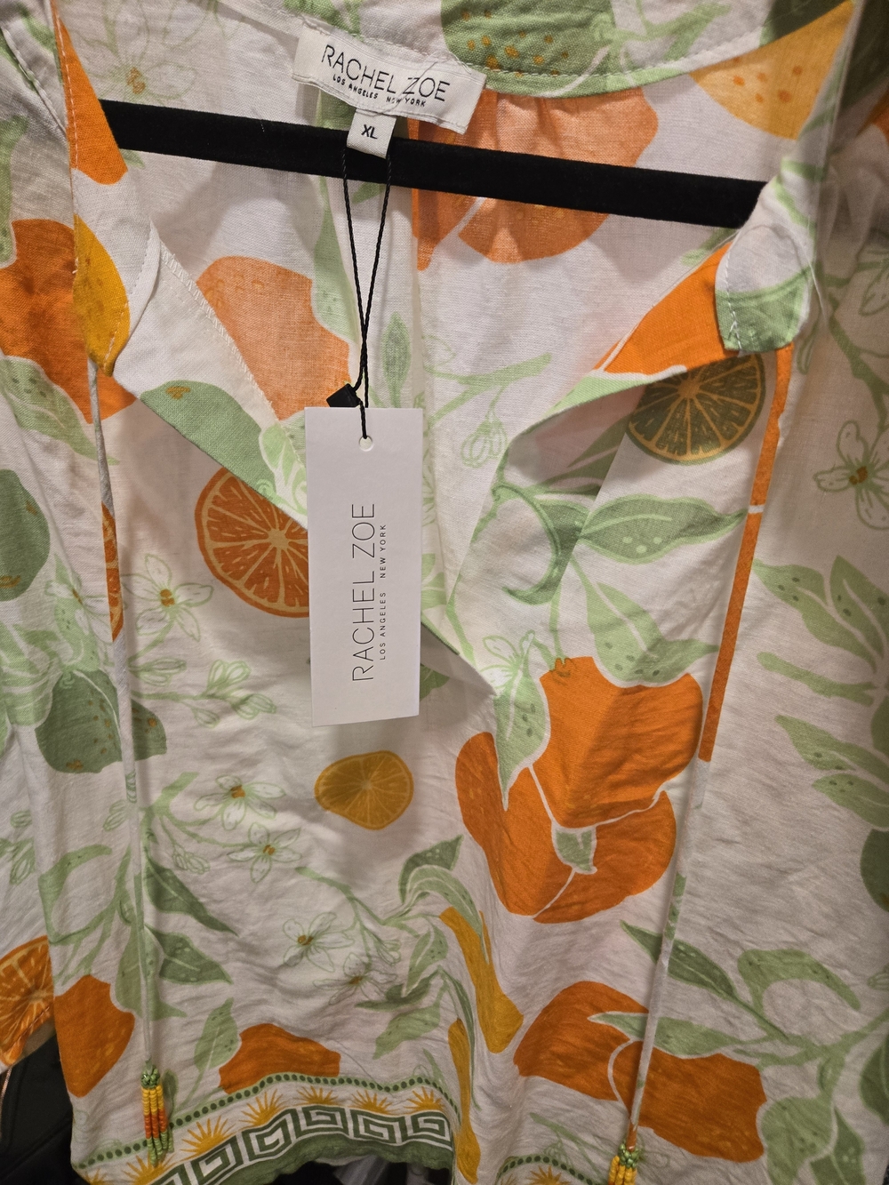 Rachel Zoe Citrus-Print Puff Sleeve Blouse | Size XL - NWT - Picture 3 of 6